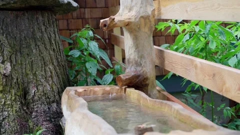 Self-made gutter made out of wood Stock Footage 283341792