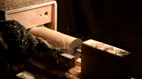 Self-made lathe working, slow motion Stock Footage 84864648