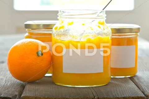 Self-Made Orange Marmalade Jars Labels