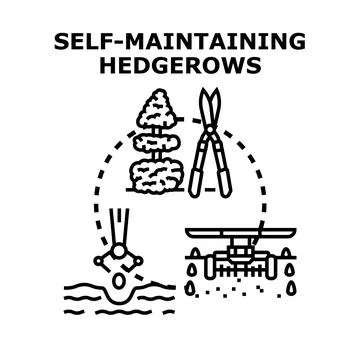 Self maintaining hedgerows with automated gardening technology Stock Illustration