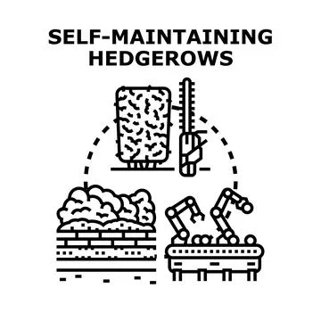 Self maintaining hedgerows concept with automated garden technology Stock Illustration