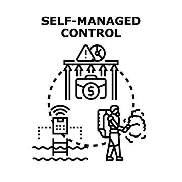 Self managed control concept for business management system Stock Illustration
