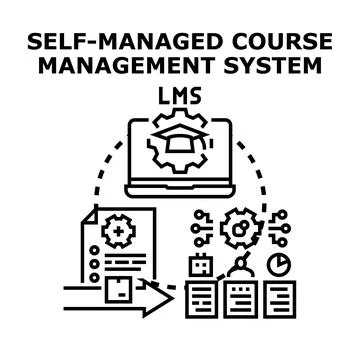Self managed course management system learning management concept 스톡 일러스트