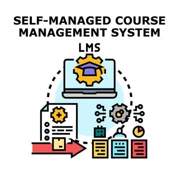 Self managed course management system learning management concept Stock Illustration