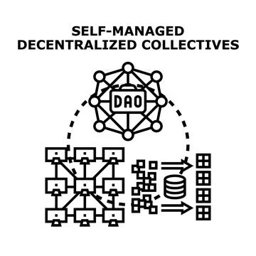 Self managed decentralized collectives system managing data Stock Illustration