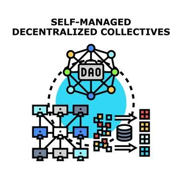 Self managed decentralized collectives system managing data Stock Illustration