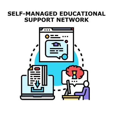 Self managed educational support network concept illustration Stock Illustration