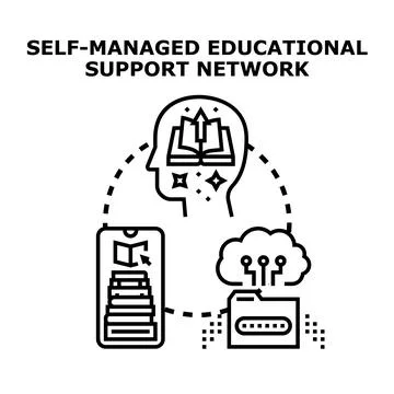 Self managed educational support network learning concept Stock Illustration
