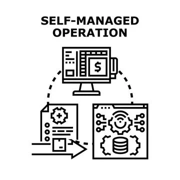 Self managed operation controlling business processes and data 스톡 일러스트