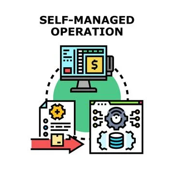 Self managed operation controlling business processes and data 스톡 일러스트