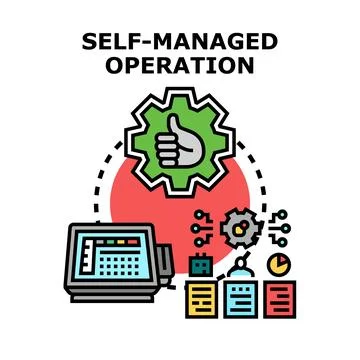 Self managed operation system with automated processes Stock Illustration
