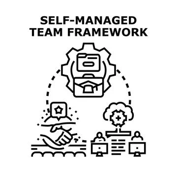 Self managed team framework developing business processes Stock Illustration