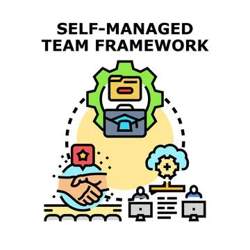 Self managed team framework developing business processes Stock Illustration