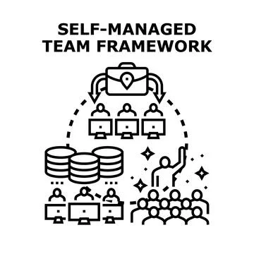 Self managed team framework promoting control and project management Stock Illustration
