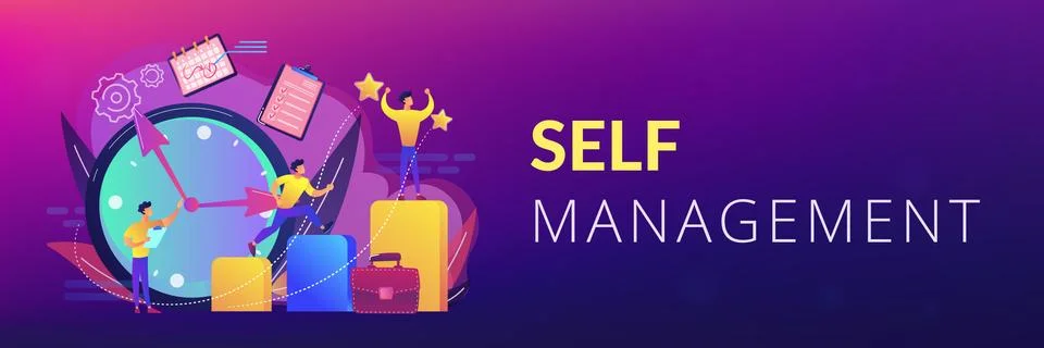 Self management concept banner header. 스톡 일러스트
