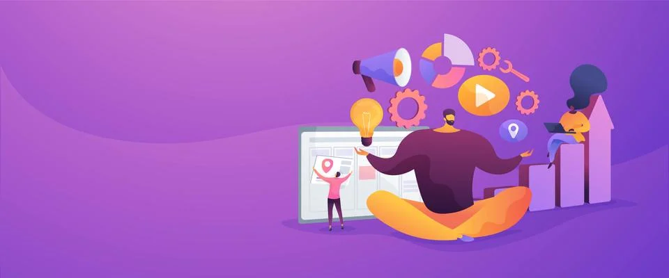 Self management concept banner header 스톡 일러스트