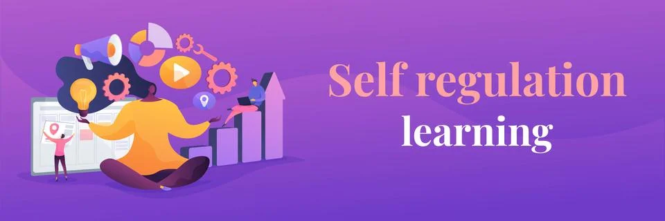 Self management concept banner header Stock Illustration
