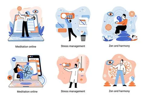 Self-management, self regulation learning, self-organization course, control Illustrazione stock