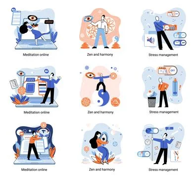 Self-management, self regulation learning, self-organization course, control Illustrazione stock