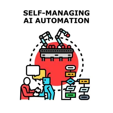 Self managing ai automation concept vector illustration Stock Illustration