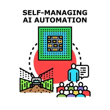 Self managing ai automation driving future business process 库存插图