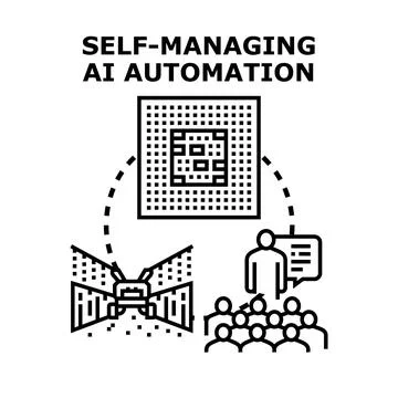 Self managing ai automation driving future business process Illustrazione stock