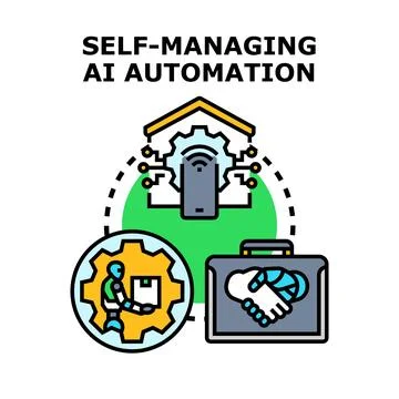 Self managing ai automation orchestrating smart solutions Stock Illustration