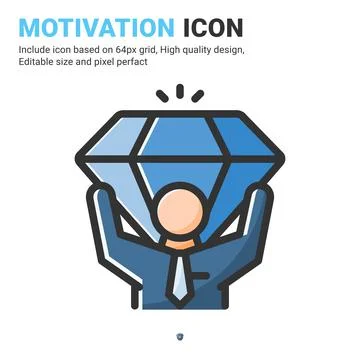 Self motivation idea icon vector with outline color style isolated Illustrazione stock