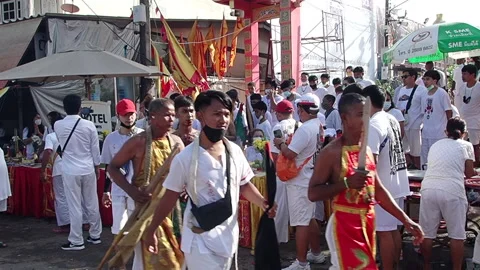 Self mutilation Procession Stock Footage 141568685