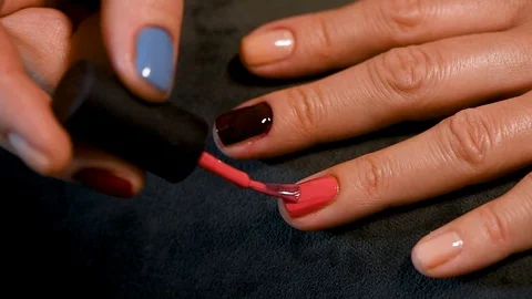 Self nail polish Stock Footage 129512352