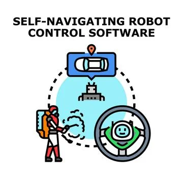 Self navigating robot control software programming concept Stock Illustration