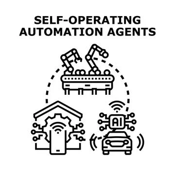 Self operating automation agents concept Illustrazione stock