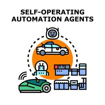 Self operating automation agents concept for modern technology Stock Illustration
