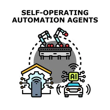 Self operating automation agents concept Illustrazione stock