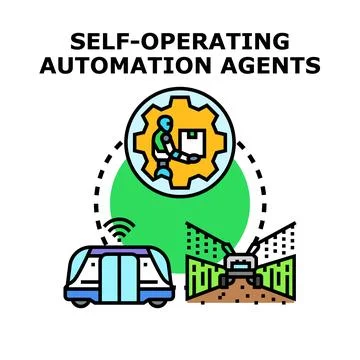 Self operating automation agents managing various industries Stock Illustration