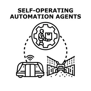 Self operating automation agents managing various industries Stock Illustration