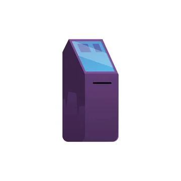 Self ordering and self payment kiosk, vector floor standing interactive computer 스톡 일러스트