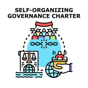 Self organizing governance charter concept vector illustration Stockillustratie