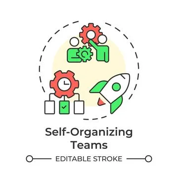 Self organizing teams multi color concept icon Stock Illustration