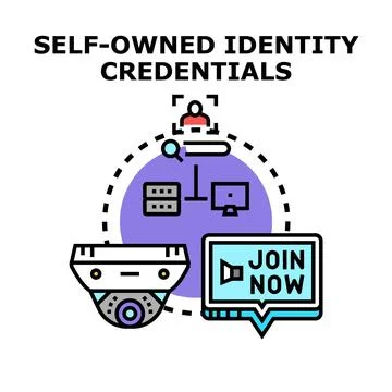 Self owned identity credentials management concept vector illustration Illustrazione stock
