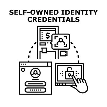 Self owned identity credentials management concept Illustrazione stock