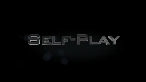 Self Play title 3D metal text on black alpha channel background Stock Footage 301266264