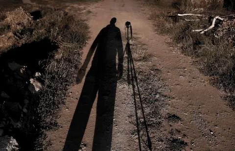 Self portrait with camera stand. 写真素材