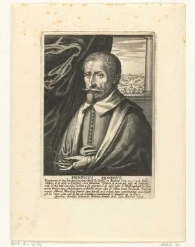 Self-portrait from Hendrik Hondius. A rectangular self-portrait from Hendr... Stock Photos