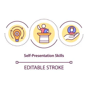 Self presentation skills concept icon Stock Illustration