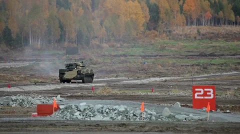 Self-propelled amphibious gun Stock Footage 34683921