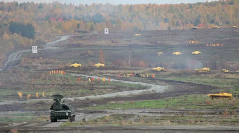 Self-propelled anti-aircraft weapon Stock Footage 34744558