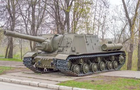 Self-propelled artillery installation of the Soviet Army, who took part in the Stock Photos