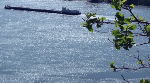 Self propelled barge floating Stock Footage 37591776