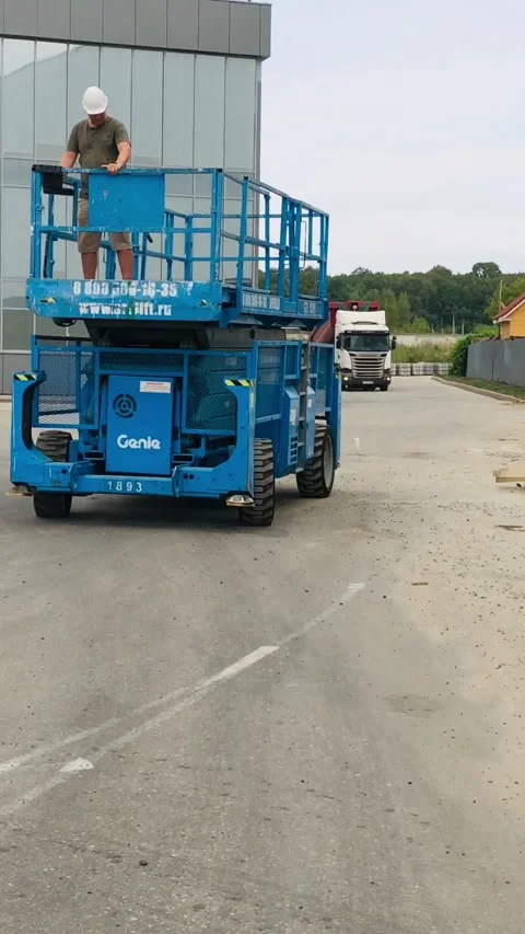 Self-propelled construction lift. Stock Footage 229710740